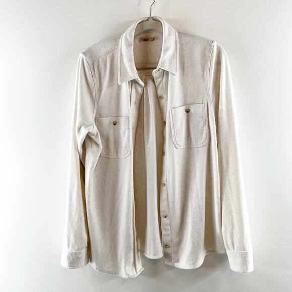 Faherty Legend Sweater Button Up Long Sleeve Shirt Cream Large - Picture 2 of 6